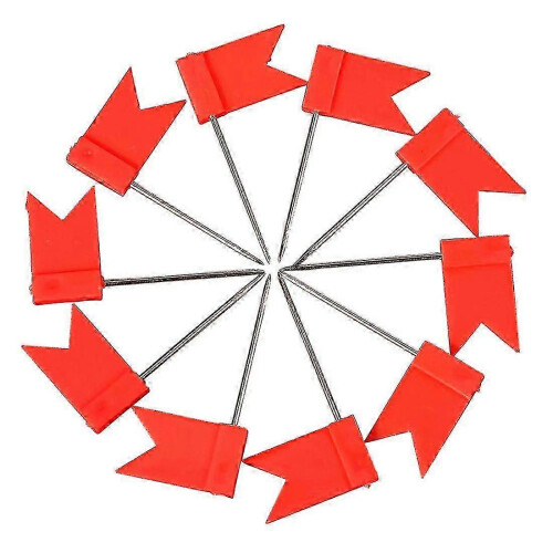 Flag drawing pins for notice board - 100pcs red map push pins