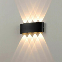 Applique da parete con luce direzionale verso l'alto e verso il basso per camera da letto, applique a LED nera per interni