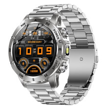 AK92 Smartwatch Men 1.53 inch 800mAh Big Battery Bluetooth Call IP68 Waterproof Compass 123 Sport Modes Android iOS(Silver)