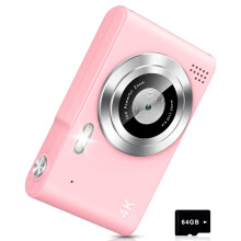 Kids 4K Digital Camera 48MP with Fill Light & 64GB Card(Pink)