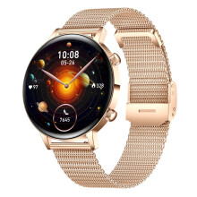 MK96 Smartwatch Women 1.32 inch AMOLED Bluetooth Call Music IP68 Waterproof Fitness Tracker Heart Rate Monitor Android iOS(Rose)