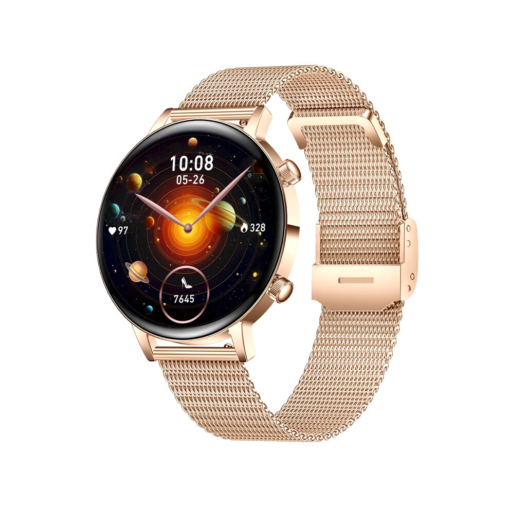 Mk96 Smartwatch Women 1.32 Inch Amoled Bluetooth Call Music Ip68 Waterproof Fitness Tracker Heart Rate Monitor Android Ios(Rose) 6976918093141