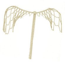 Rhinestones Embellished Fringe Design Shoulder Chain-Gold