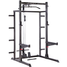 (GM2 Half Rack+Cable Pulley System+Storage+Spotters) GYM MASTER GM2 Half Power Rack with Dual Cable Pulley System