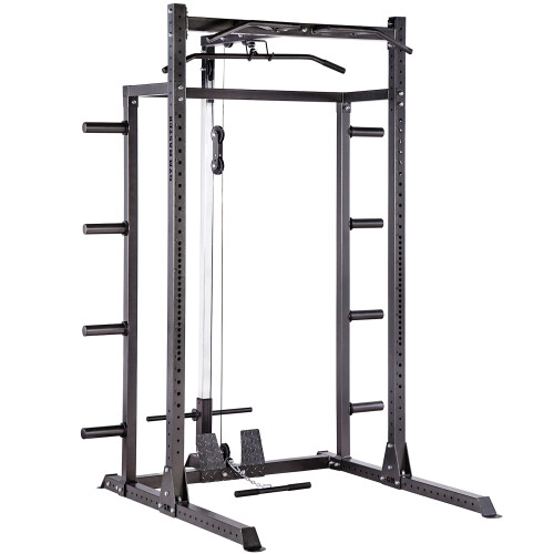 (GM2 Half Rack+Cable Pulley System+Storage) GYM MASTER GM2 Half Power Rack with Dual Cable Pulley System