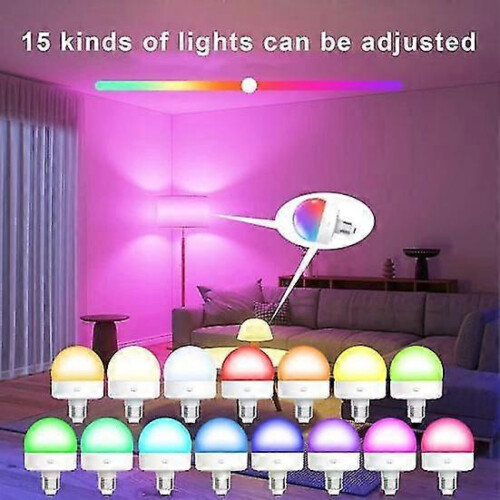 USB Rechargeable Light Bulb with Remote Control, Timer, Dimmable, Easy to Install, Battery Powered E27 RGB Lamp 2