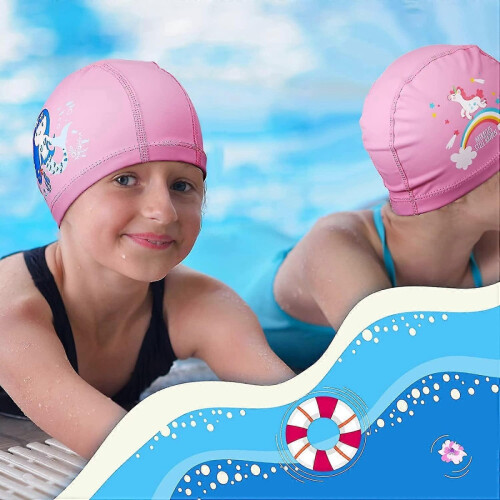 2 Cuffie da nuoto per bambini, impermeabili per vasca e piscina, per bambini e bambine, comode e resistenti, adatte a capelli 2