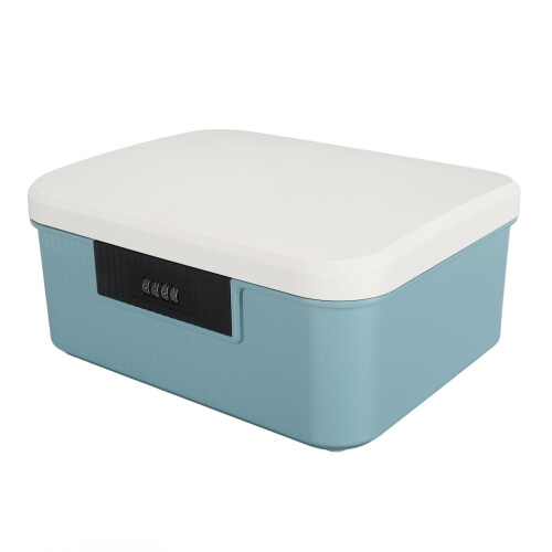 Lock Box with Numeric Password Lock, Double Layer 9L Safe Box for Documents and Valuables Blue