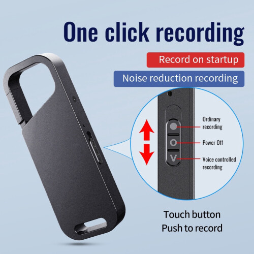 Mini Recorder Voice Activation Discreet MP3 Noise Reduction - 32GB(Black) 2