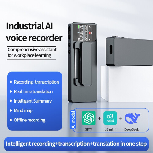 Voice Recorder AI GPT DeepSeek Mind Map and Translator - 32G(Black) 2