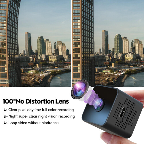 Mini Camera WiFi Lens 100 Non Distortion Night Vision(Black) 1