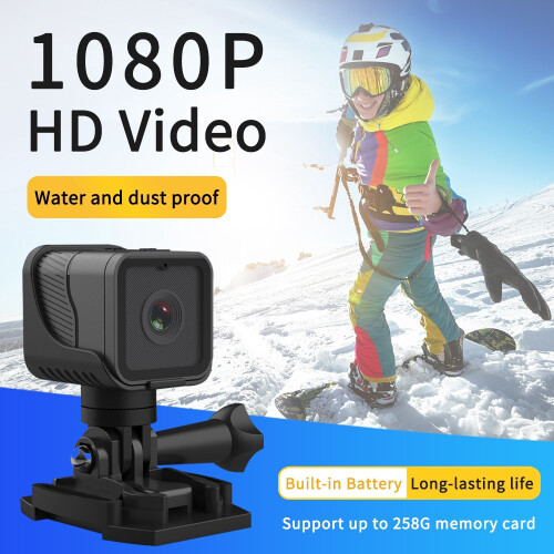 Action Camera 1080P Waterproof with Bicycle Stand(Black) 1