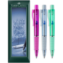 Faber-Castell Poly Ball View XB Ballpoint Pen Aurora Blue Ink Pack of 3