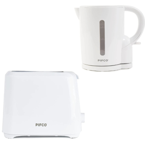 Pifco White 1.7L Kettle & 2 Slice Toaster Set 1
