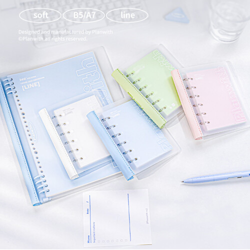 Smooth Writing Paper Paper Rings Bound Journal Planner A7-Blue 2