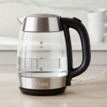 Haden 1.7L Blue LED Glass Electric Kettle Jug Fast Boil