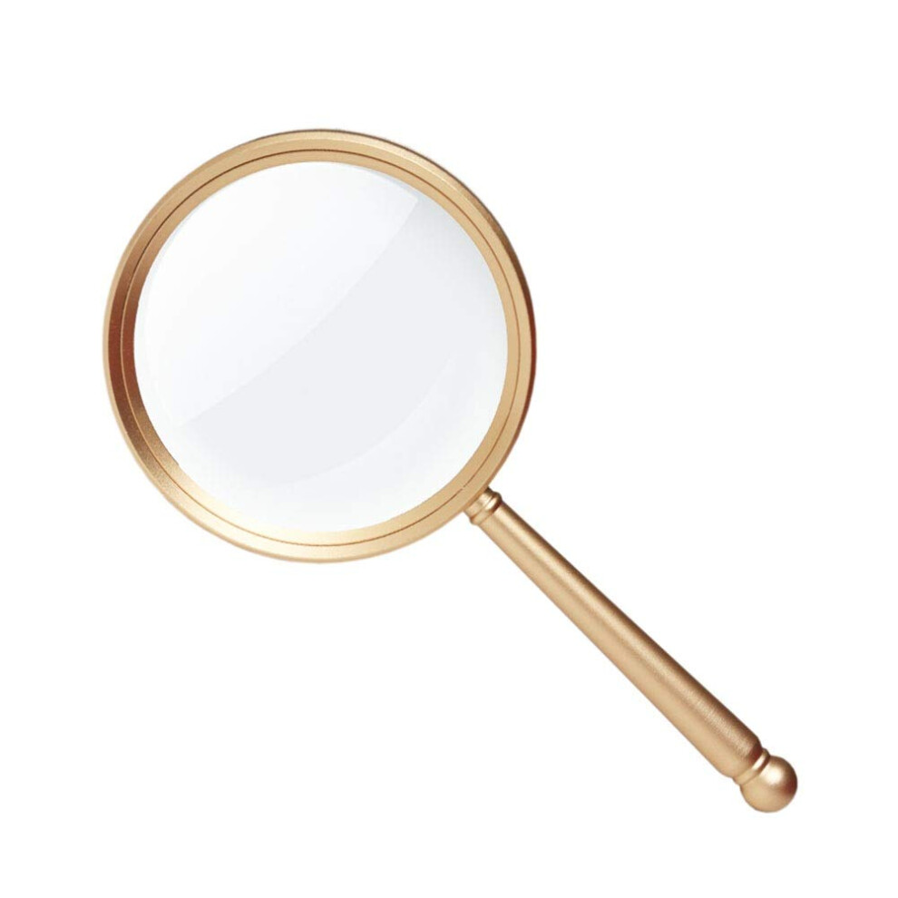 Handheld Magnifying Glass 10X Optical Glass 90mm Metal Frame Magnifier for Reading and Crafts