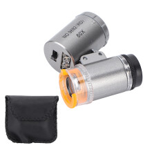 Pocket Microscope 60X Magnification 2 LED Lights 1 UV Light Wide Application Durable ABS Acrylic Portable Microscope