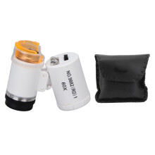 60X Mini Magnification Magnifier Portable Jewellery Cash Magnifier Detector LED Light Pocket MicroscopeWhite