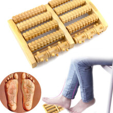 Dual Wooden Foot Massage Roller Acupressure Reflexology Tool for Relaxation