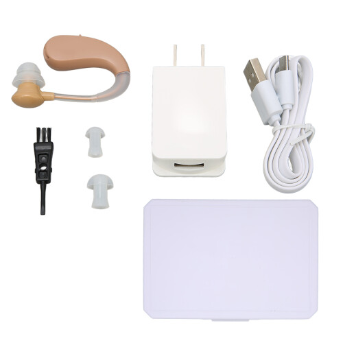Rechargeable Hearing Amplifier Elderly Volume Adjustable Hearing Aid with Storage Box