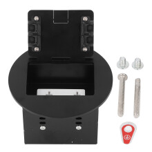 Floor Power Socket Box 20A 3 Prong Hole Stainless Steel Round Recessed Floor Outlet Box Black