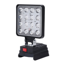 Cordless LED Work Light 4in 16 Beads Sqaure 4800LM Wide Beam Flood Light with 2 USB Charging Port for Outdoor Use
