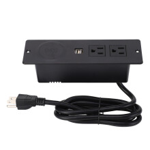 Recessed Power Strip 5 in 1 Flush Mount Desk Multiple Power Outlet with 15W Wireless Charging 1.5m Cable