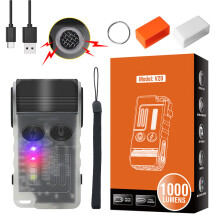 LED Flashlight with UV Light 110dB Alarm IP67 Waterproof 180 Degree Rotation Back Clip Work Lamp for Outdoor