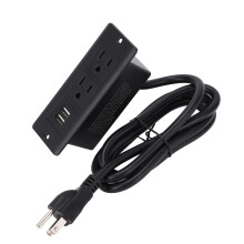 Conference Recessed Power Strip Table Furniture Outlet 2 AC Sockets 2 USB Ports 1.5m Cord