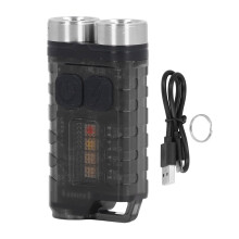 Mini Powerful Keychain Flashlight LED Red UV Blue Light 900LM Rechargeable Small 12 Modes IP65 Waterproof Tail Magnet V3