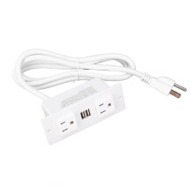 Recessed Power Strip with 2 AC Outlets and 2 USB Ports Furniture Desktop Embedded Power Socket 1.5m Cable