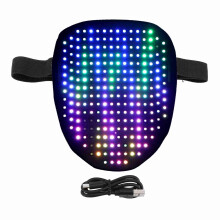 LED Luminous Face Cover Gesture Sensing Unisex Rechargeable Electronic Glowing Facial Cover for Cosplay Festival Party