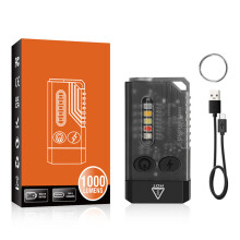 EDC Flashlight 5 Brightnesses 1000 LM Magnetic IPX4 Waterproof LED Torch with 5KM Red Light Buzzer Alarm