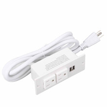 Recessed Power Strip 1500W 2 AC Outlets 2 USB Ports Furniture Power Socket with 1.5m Cord 12A