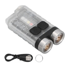 Keychain Flashlight 900LM White LED IP65 Waterproof Magnetic Tail Fluorescent EDC Flashlight with Red Blue Purple Light