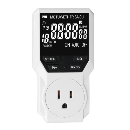 Outlet Timer Large VA Screen Multi Functional Countdown Short Cycle Timer Plug for Indoor US 120V 15A