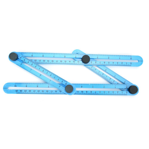 4?Sided Rulers Blue Multi Angle Guide Slide Template Plastic Measuring Tool 25cm
