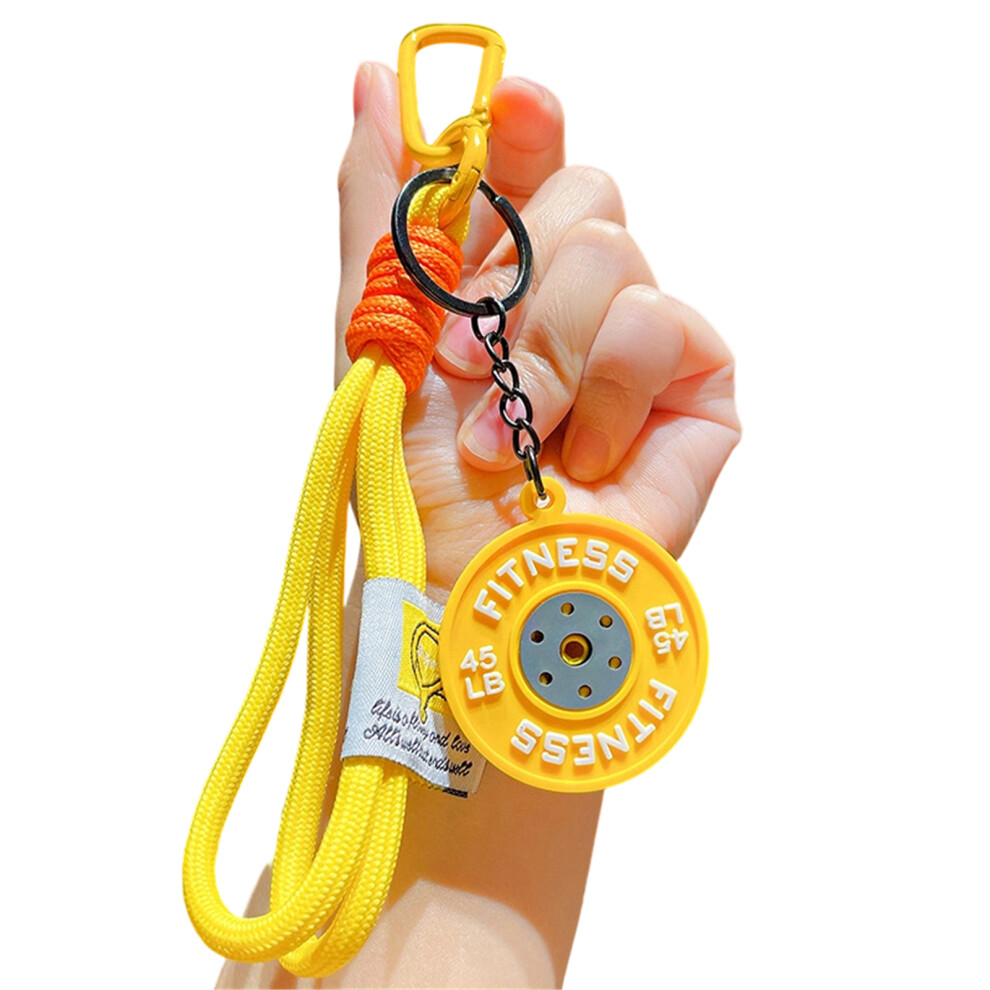 Friendly Cartoon Barbell Design Keychain Bag Pendant For- Yellow 7709000776962
