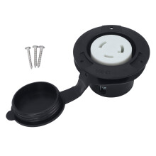 Flanged Outlet 30A 125V NEMA L5?30R Locking Receptacle RV Power 2 Pole 3 Wire Electrical Socket with Weatherproof Cap