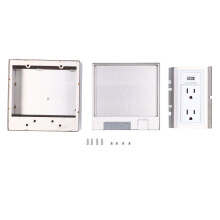 Recessed Floor Socket 2 AC Outlets with USB Port Silver Stainless Steel Panel Electrical Outlet for Home Hotel Office