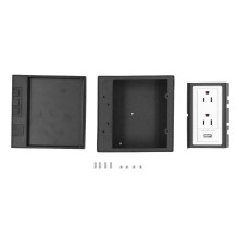 Recessed Floor Outlet Box Waterproof Stainless Steel Flat Socket Kit with 3 Holes 1 USB Port