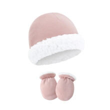 Soft Cap and Mitts Newborn Baby Beanies Hat With-taro color