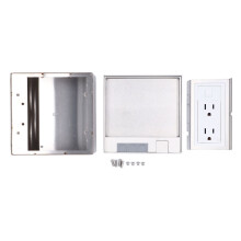 Recessed Floor Outlet 2 X 15A 3 Prong Sockets 1 X Computer Hole Socket Stainless Steel PC Floor Receptacle Box