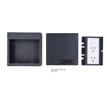 Recessed Floor Socket 2 AC Outlets and Computer Port Black Stainless Steel Power Outlet Box for Home Hotel School Office