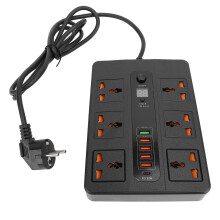3000W Power Strip 6 AC Outlets 5 USB Ports and PD20W QC3.0 Fast Charging Port Timer Socket Extender with Display Screen