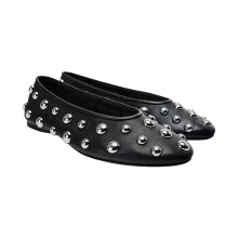 Modische flache Damenschuhe mit Nietendetails, weiche-37 Schwarz