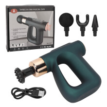 Mini Fascia Massage Gun Hot Compress 12 Gears Low Noise Muscle Relaxation Vibration Massager Green