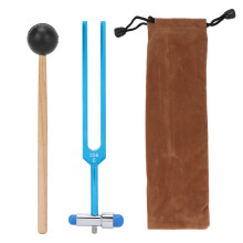 256C Stimmgabel aus Aluminiumlegierung, spannungsarm geglüht, Resonanzstimmgabel mit Hammer und Aufbewahrungstasche, blau