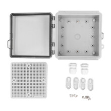 Waterproof Junction Box Transparent Hinged Cover IP67 ABS Plastic Electrical Enclosure with Mounting Plate for Outdoor